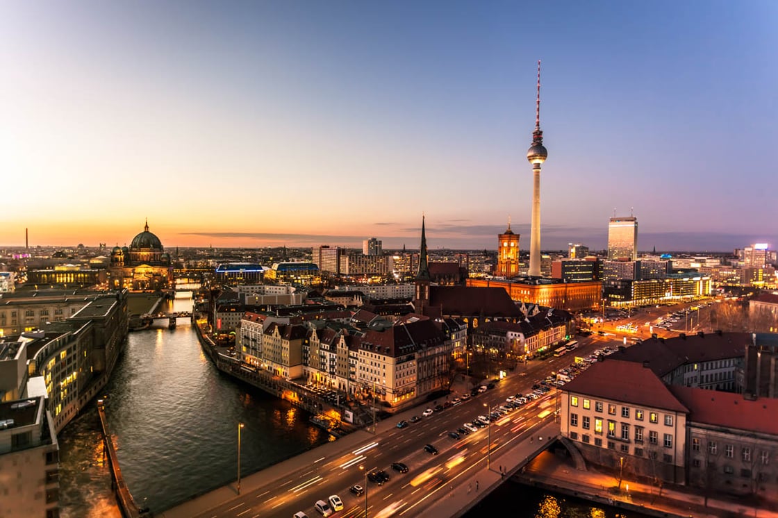 Berlin basking in a setting sun